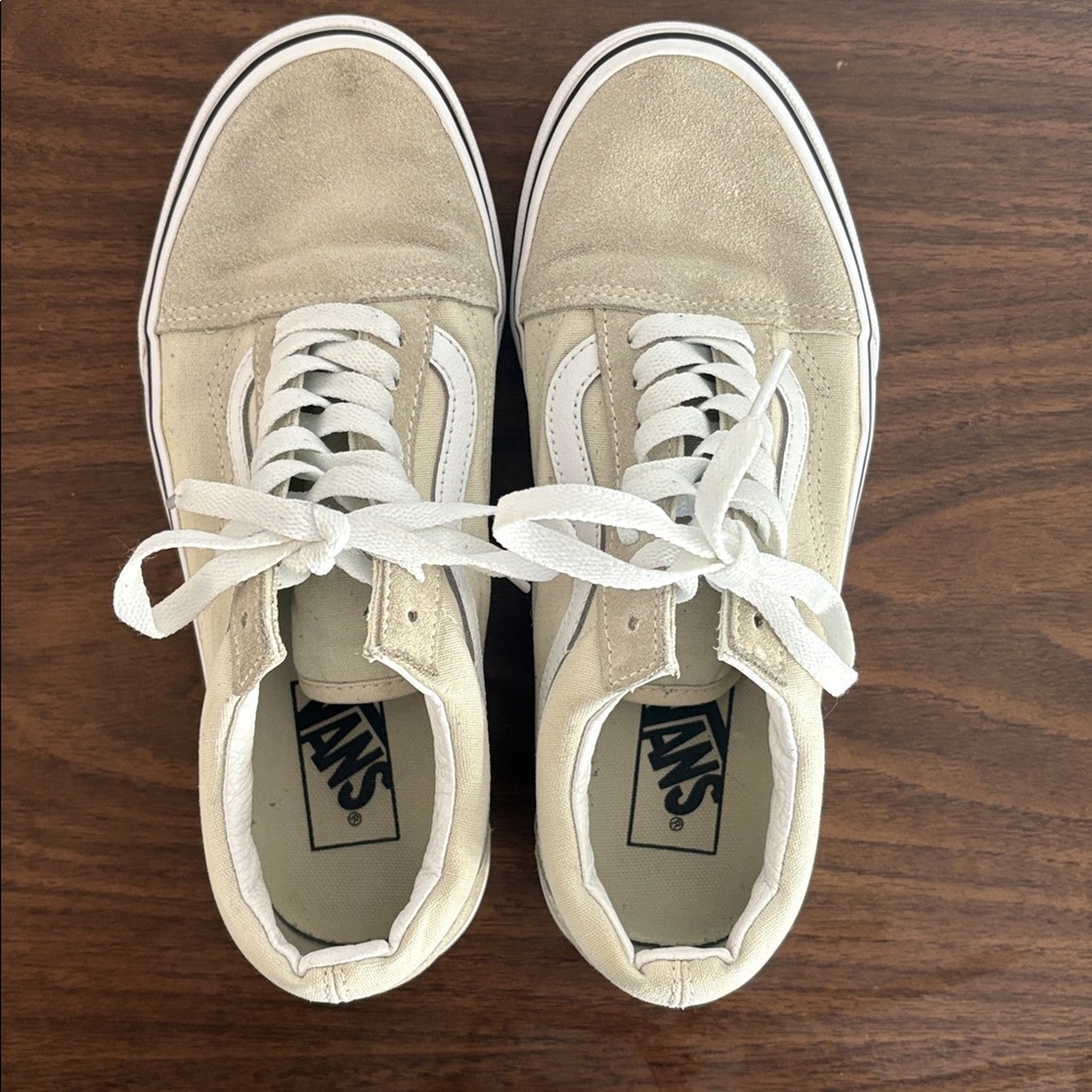Vans Classic Beige and White Sneakers